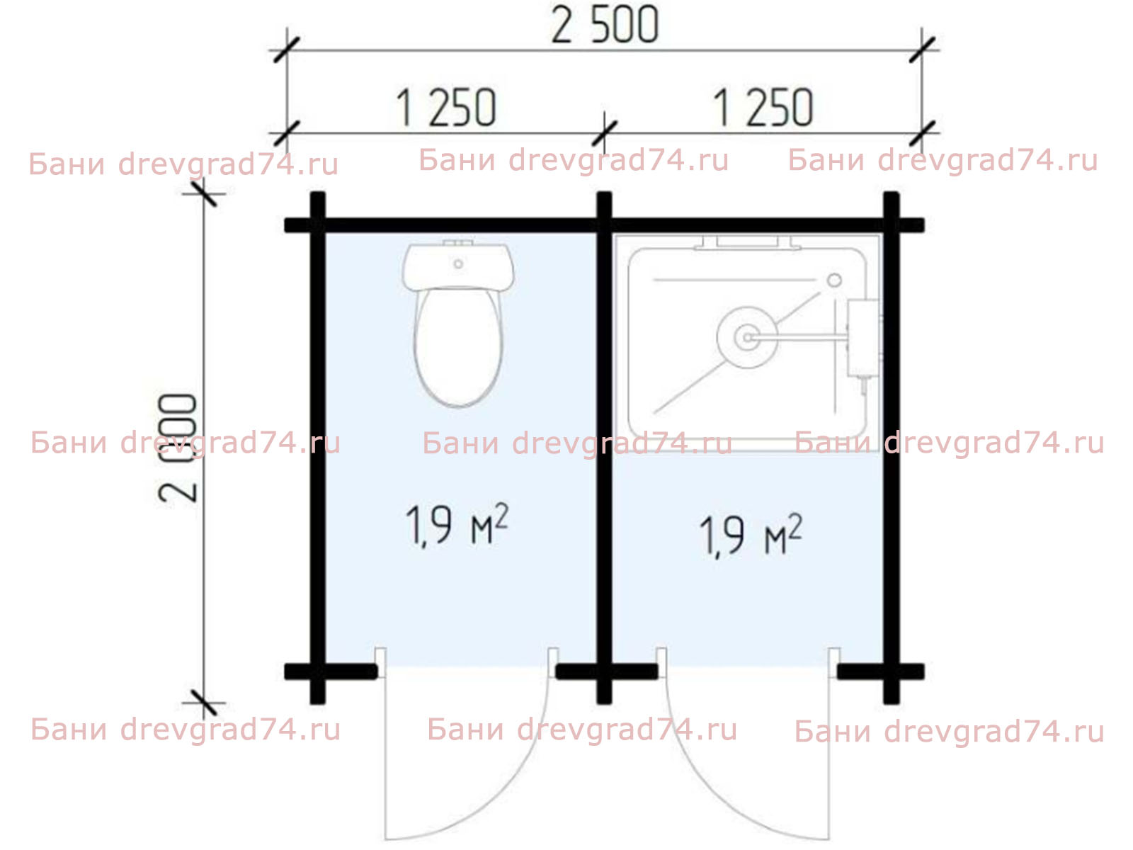 Размеры туалета и душевой на даче